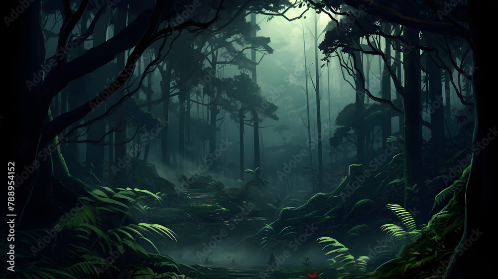 Fototapeta premium dark forest illustration