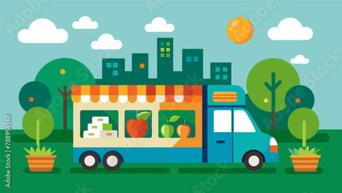 A mobile food pantry traveling to different neighborhoods bringing fresh produce and other essential items directly to those in need.