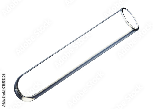 Empty laboratory test tube isolated on white background. Scientific equipment concept.