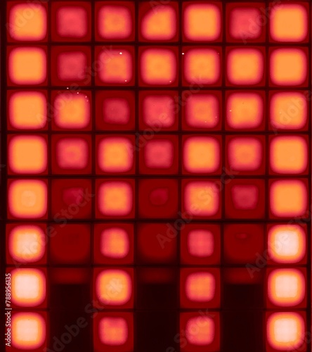 Screen with illuminated squares, red black