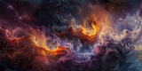 Design an abstract galaxy texture featuring intertwining nebula clouds and scattered star formations, evoking the vastness and mystique of outer space.


