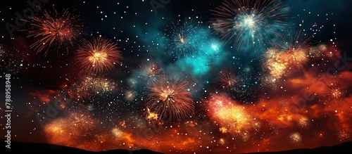 Fireworks in the night sky. photo