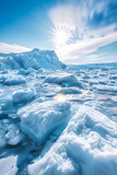 Untouched Beauty of Polar Regions: Glaciers under a Blue Sky