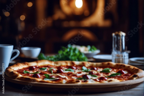 Italian classic Italian served wooden tray restaurant pizza authentic small