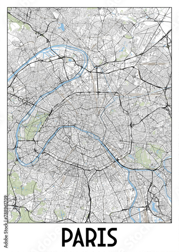 Paris, France map poster art