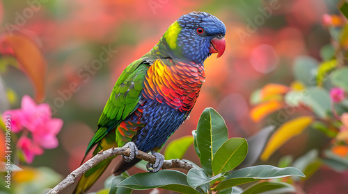 rainbow lorikeet parrot, thailand, tropical  photo