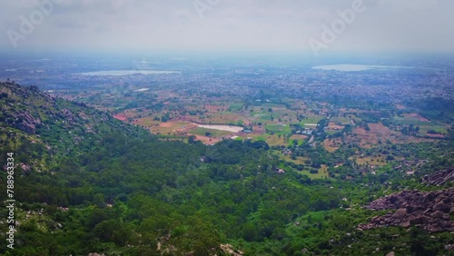 Ariel shot of Anthargange hills. It  is about 4 km from Kolar, a small town once well known for its gold mines. It is equally a religious spot & a scenic area filled with adventurous caves. photo