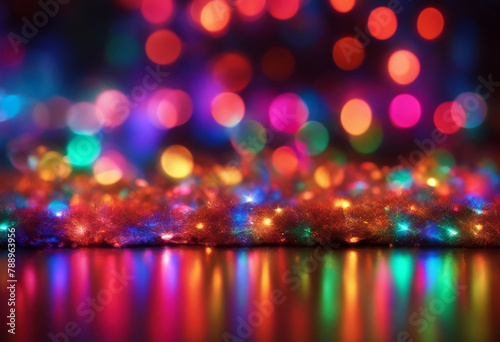 shine bokeh christmas light city glistering blur background many-coloured bright shiny holiday abstract design colourful defocused copy space black round night colours sharpened photo