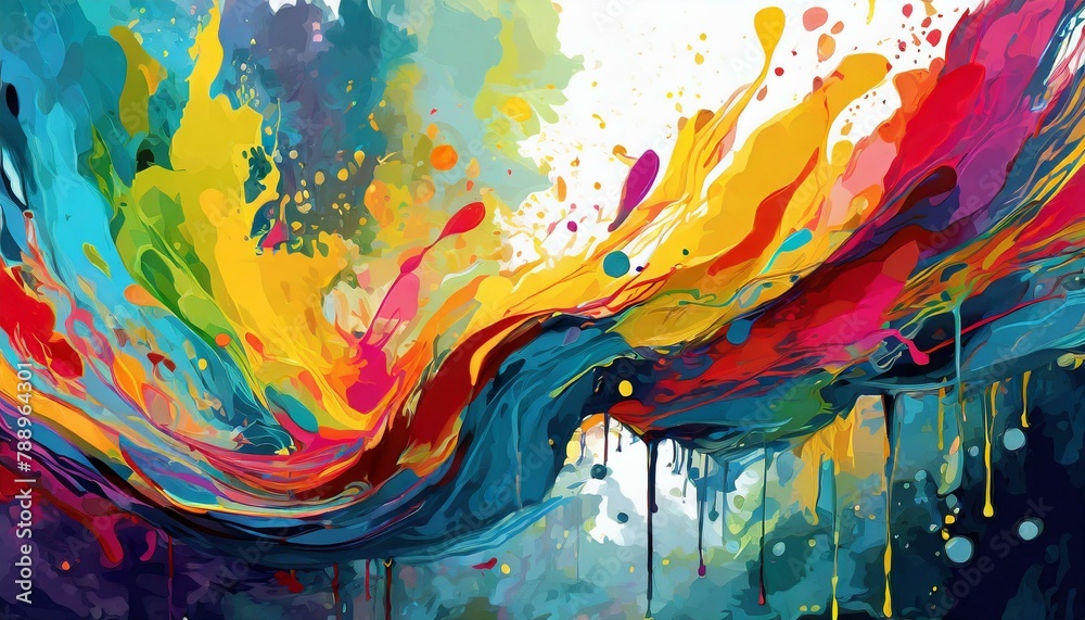 Wallpaper render of abstract background with orange and yellow paint ...
