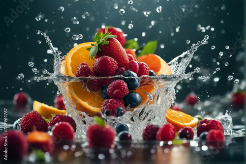 fruits splash falling Fresh water