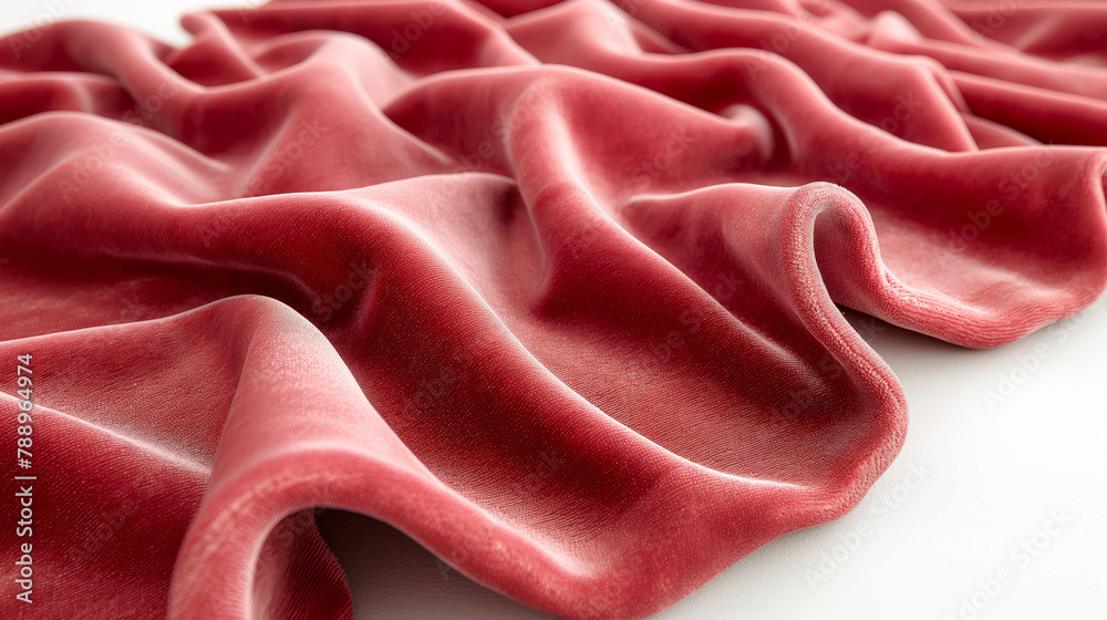 Luxurious Red Velvet Fabric With Elegant Folds Luxurious Red Velvet Fabric With Elegant Folds
