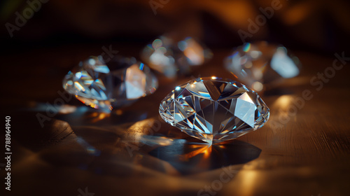 Four diamonds are on a table