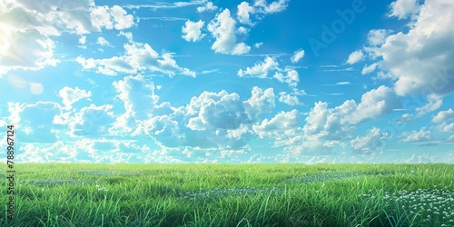 壮大な芝生と青空の背景素材02