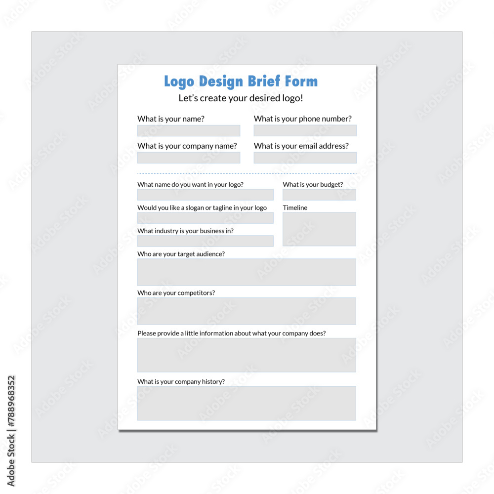 Logo brief design template.  