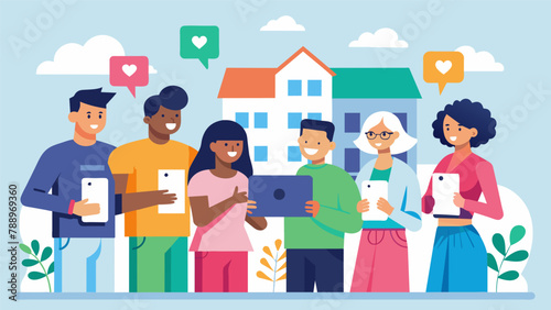 A group of residents launching a social media campaign to educate their community about the benefits of joining the Neighborhood Watch program.