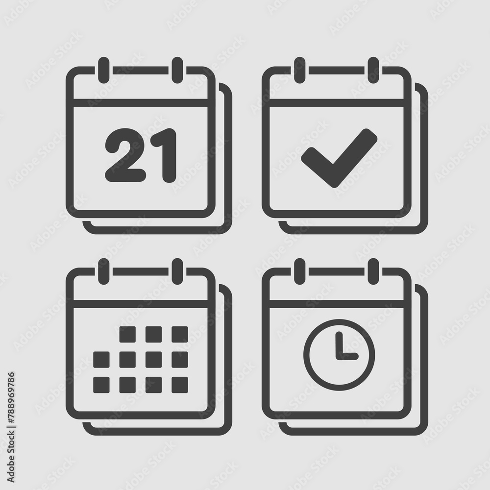 Icon calendar number 21, agenda app, timer, done Icon calendar number 21, agenda app, timer, done
