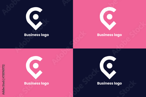 abstract c with map logo, map logo, map, direction, sleek, position logo, point, creative