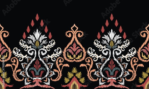 Hand draw ikat floral paisley embroidery .geometric ethnic oriental pattern traditional.ethnic background, simple style - great for textiles, banners, wallpapers, wrapping - vector design photo