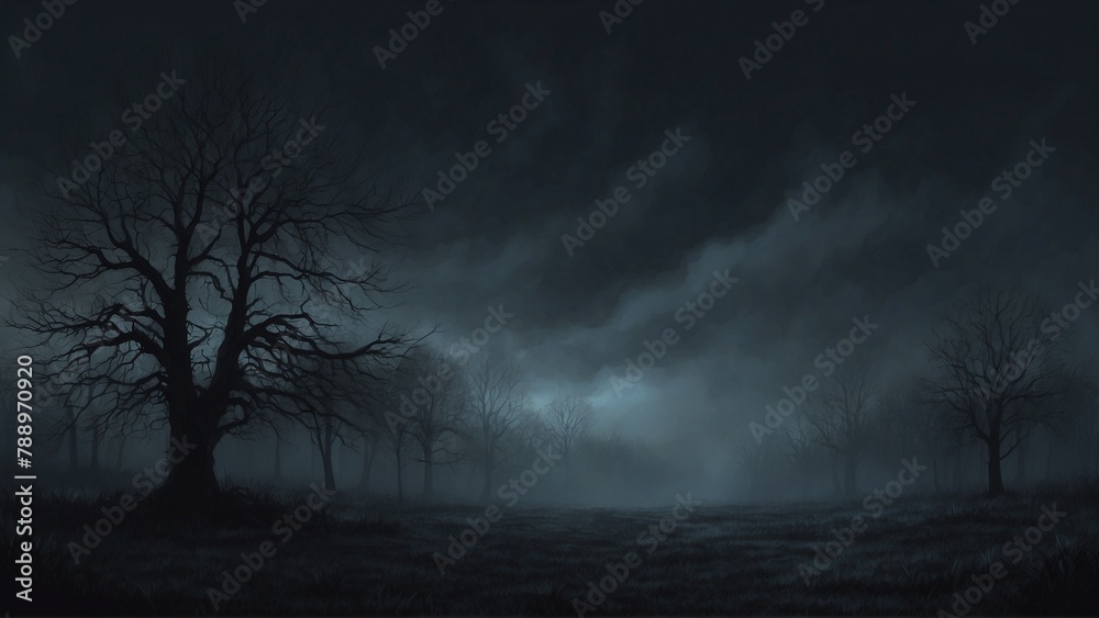 Naklejka premium deep dark fog in the forest