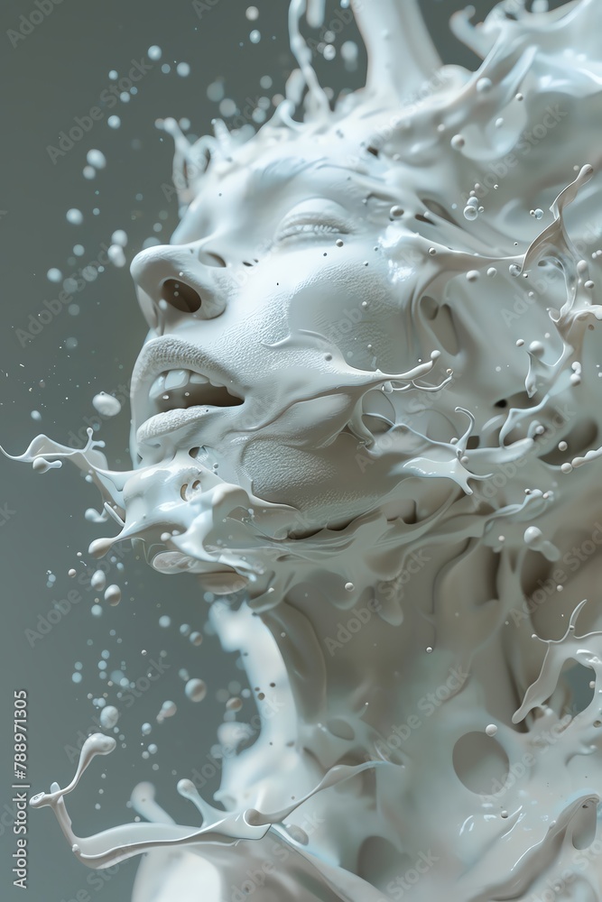 Produce a clay sculpture that brings to life the integration of AI and ...