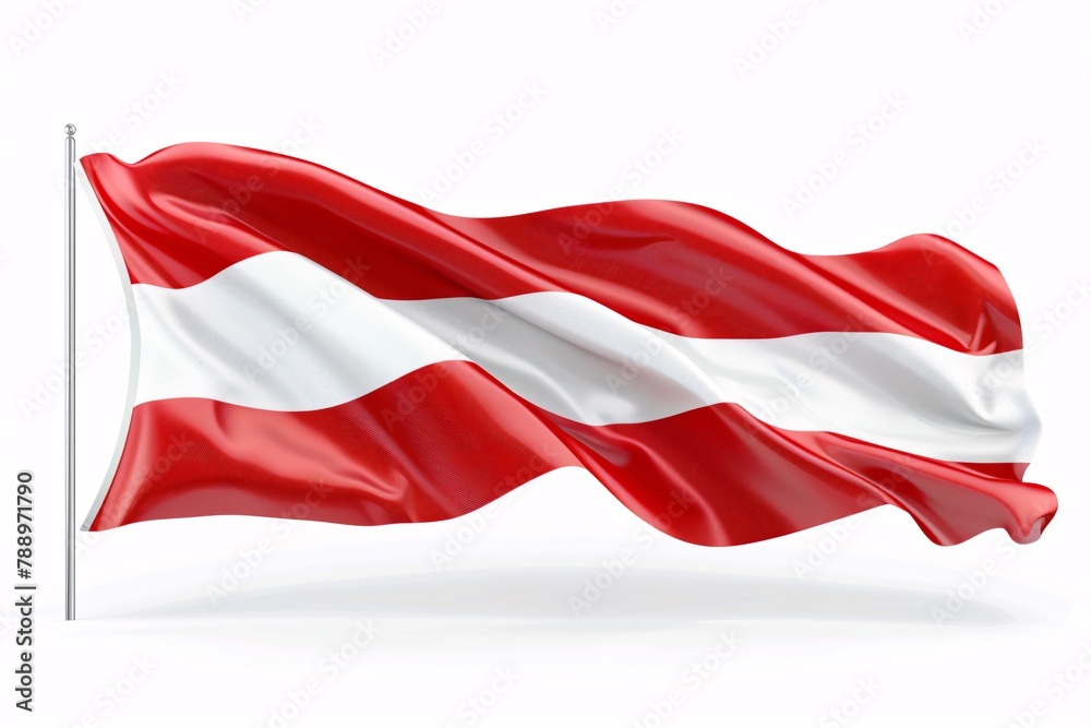 Naklejka premium Authentic waving banner of Austria on a blank backdrop.