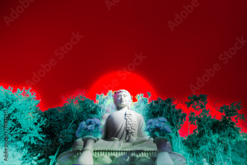 White Buddha statue in a meditation center at Lampang Province photo