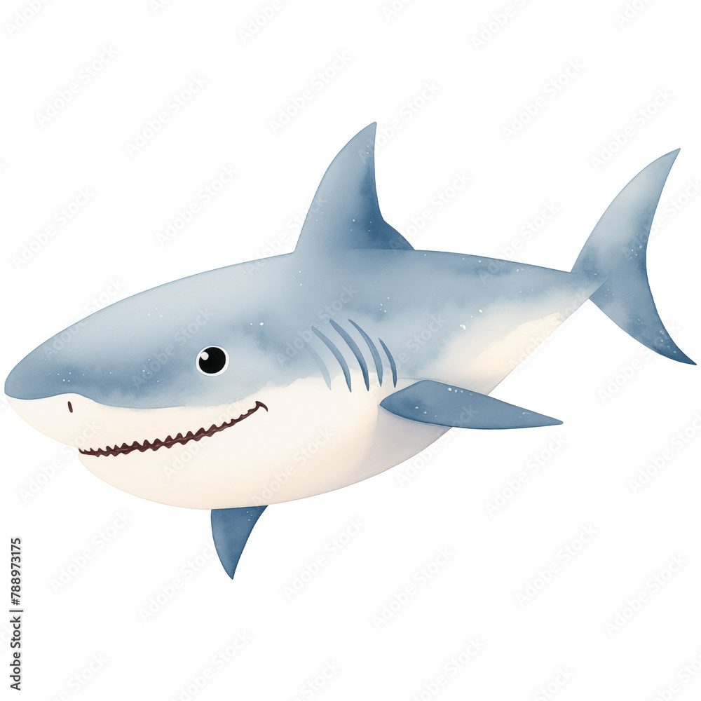 Cute blue shark isolated sea illustration Cute blue shark isolated sea illustration
