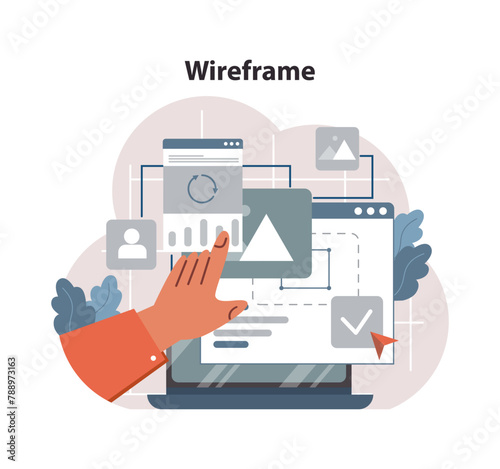 Wireframe Development concept. Flat vector illustration