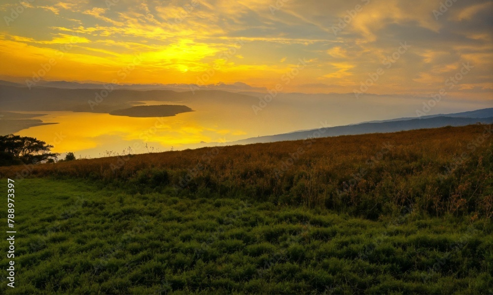 Obraz premium sunset over the field