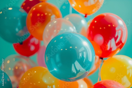 Vibrant Party Balloons with Glossy Reflection