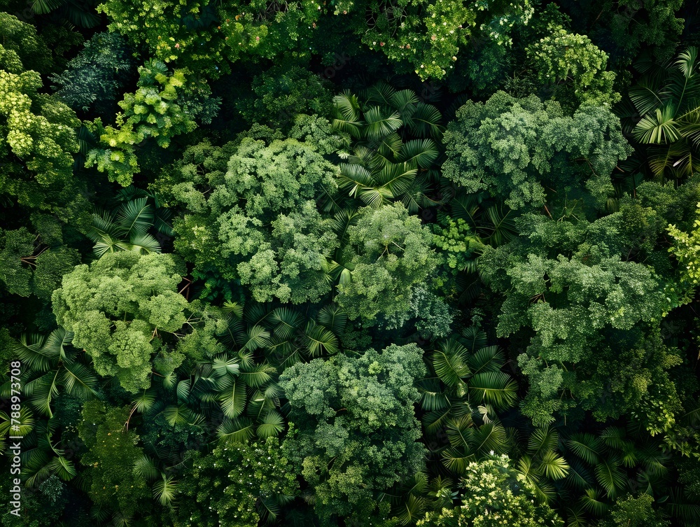 Aerial View of Lush Green Forest Canopy from Drone Perspective