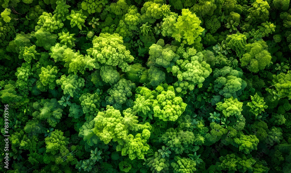 Aerial View of Lush Green Forest Canopy from Drone Perspective