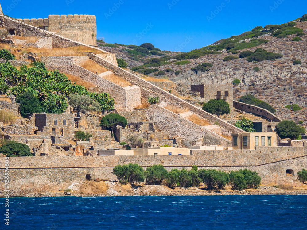 An old Venetian fortress ruin in Spinalonga Island (Crete, Greece)