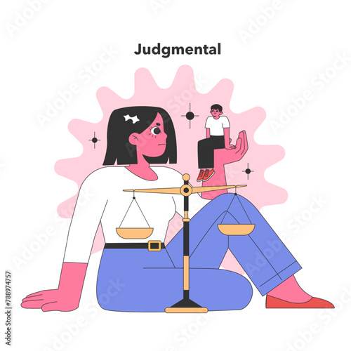 Judgmental Personality trait. . Flat vector illustration.