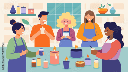 A candlemaking workshop where attendees learn how to make their own soy candles with different scents and colors.