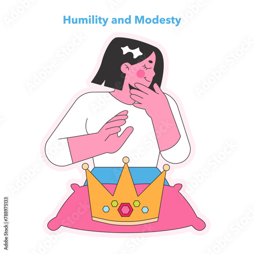 Humility and Modesty concept. Vector illustration