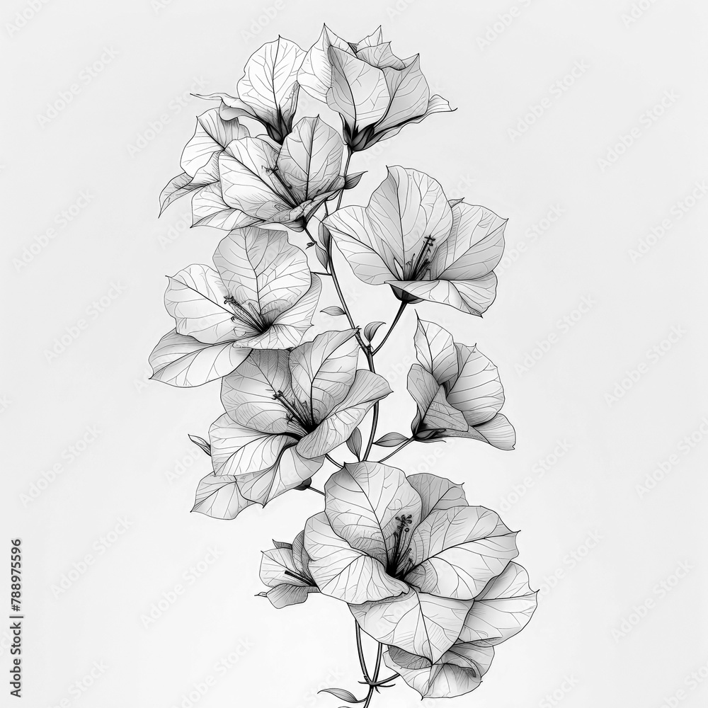Fototapeta premium Bougainvillea Style 1 (B & W)