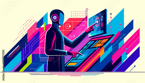 Large-scale language model AI (LLM) concept vector illustration.