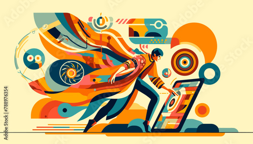 Large-scale language model AI (LLM) concept vector illustration.