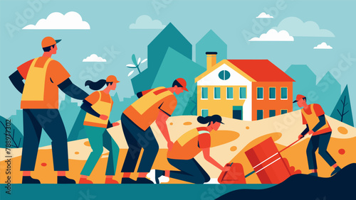 A group of trained volunteers searching for and rescuing ped individuals in their neighborhood following a major earthquake.