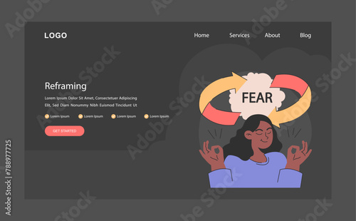 Overcoming fears web or landing dark or night mode. Characters