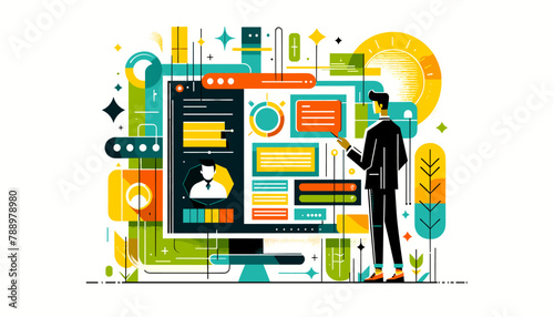 Large-scale language model AI (LLM) concept vector illustration.