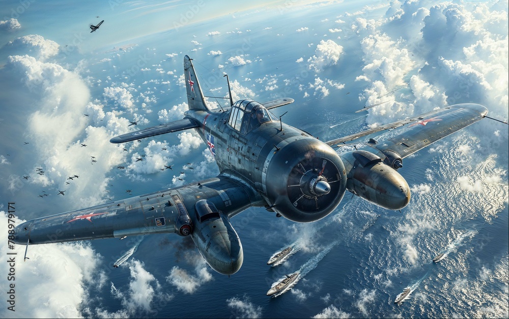 Naklejka premium airplane flying over the sky