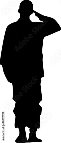 Soldier military salutation honoring silhouette