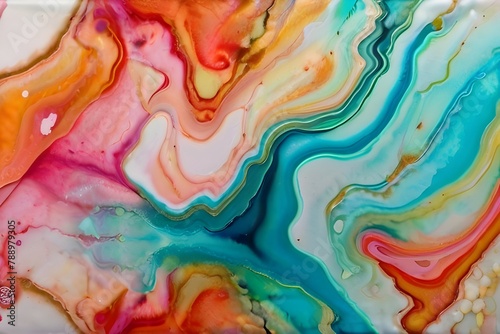 Colorful marble background made with watercolour painting, alcohol ink structure, bright contrast accent, luxury hand drawn art, fluid texture, liquid Generative AI © Burhan
