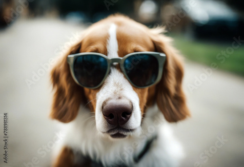 DOG SHADES sunglasses spectacle joking fun humor male fur breed funny mammal animal music listening audio ipod mp3 headpiece enjoy expression baby chart look hair portrait headset sitting sound photo