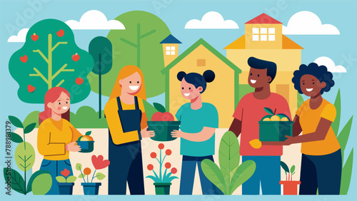 A neighborhood seed and plant exchange where avid gardeners can share their surplus seeds and plants with others promoting biodiversity and