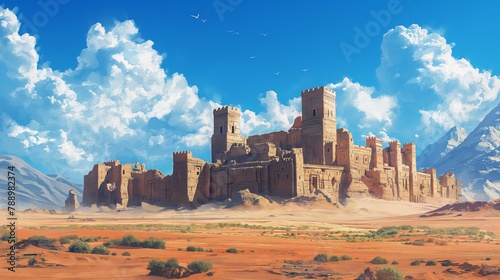 Majestic Desert Castle Under Blue Sky