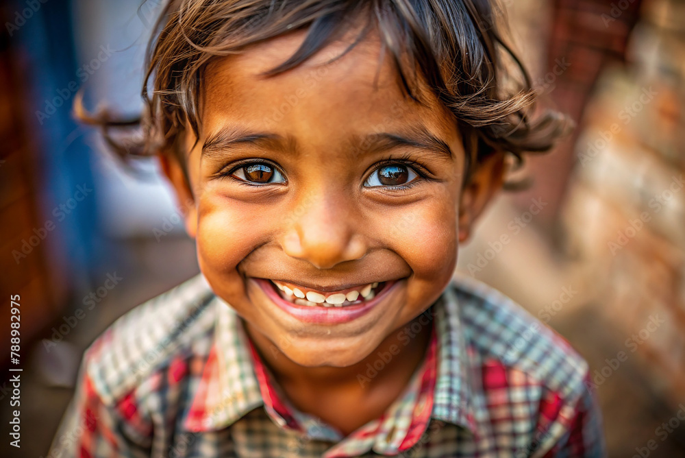 Close-up of Smiling Child: A heartwarming close-up of a smiling child, radiating innocence, happiness, and purity.
Close-up of Smiling Child: A heartwarming close-up of a smiling child, radiating innocence, happiness, and purity.