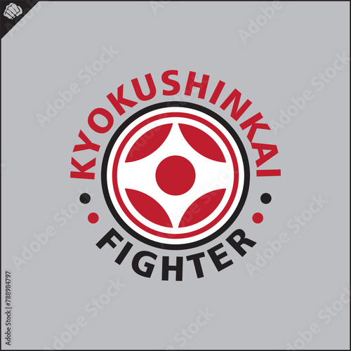 Emblem of kyokushin karate power fist . Vector. photo